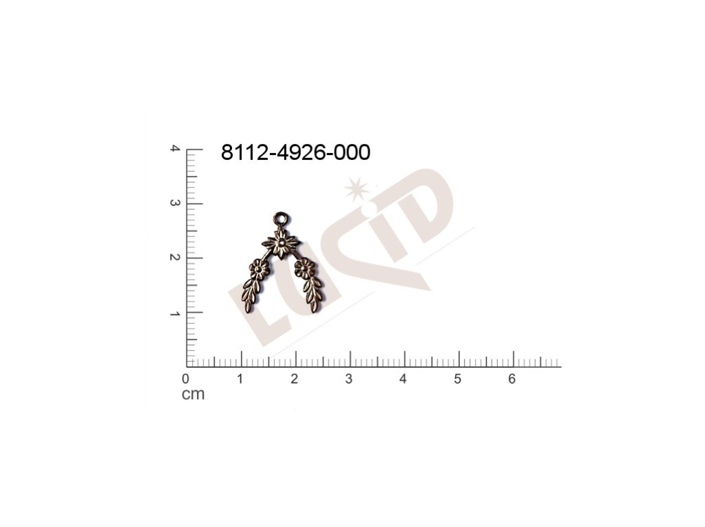 Tvarový výlisek rostlinné motivy kytky, květinové motivy s 1 očkem (svěšovací dírkou) 19.0x14.0mm