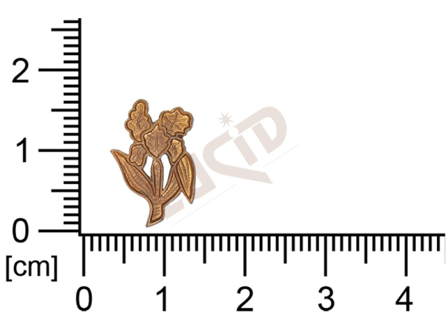 Tvarový výlisek rostlinné motivy kytky, květinové motivy bez oček prořezávaný 15,5x10,5mm