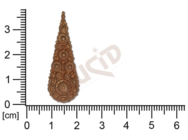 Tvarový výlisek rostlinné motivy kytky, květinové motivy bez oček (svěšovacích dírek) 36,5x12,0mm