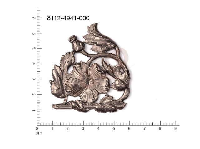 fancy shape plant motives flowers, flower motives without loops / attaching holes 60.0x52.0mm