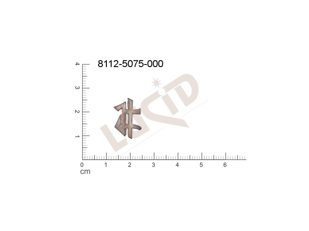 Plochý výlisek písmena bez oček (svěšovacích dírek) 17.0x11.0mm