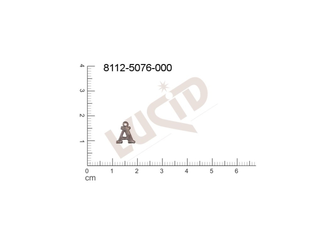 Plochý výlisek písmena s 1 očkem (svěšovací dírkou) 9.0x7.0mm