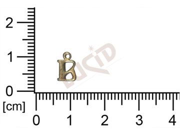 Plochý výlisek písmena s 1 očkem (svěšovací dírkou) 9.0x7.0mm