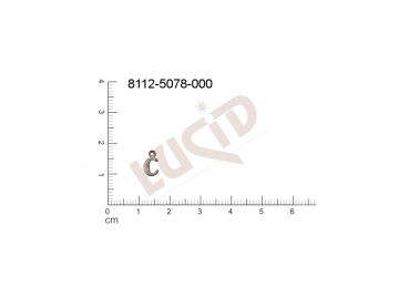 Plochý výlisek písmena s 1 očkem (svěšovací dírkou) 9.0x6.0mm