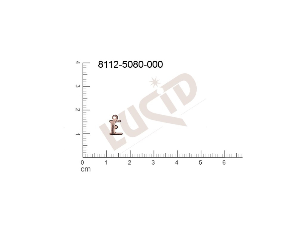 Plochý výsek písmena s 1 očkem (svěšovací dírkou) 9.0x5.0mm