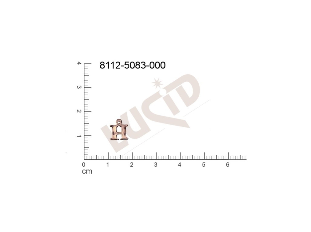 Plochý výsek písmena s 1 očkem (svěšovací dírkou) 9.0x7.0mm