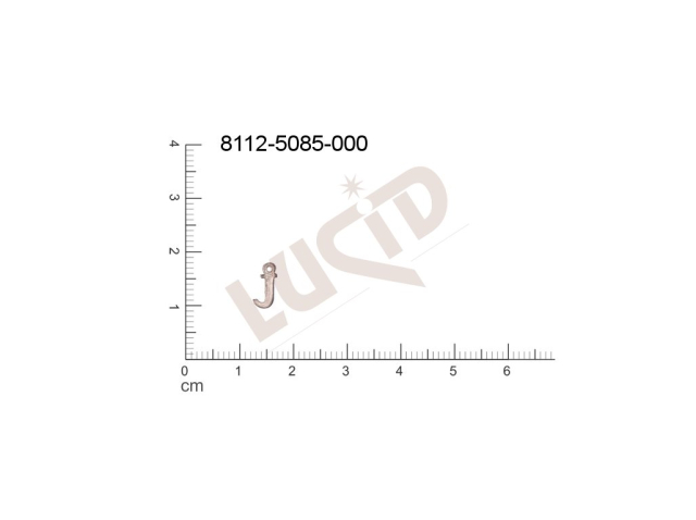 Plochý výsek písmena s 1 očkem (svěšovací dírkou) 9.0x4.0mm