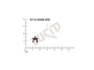 Plochý výsek písmena s 1 očkem (svěšovací dírkou) 9.0x9.0mm