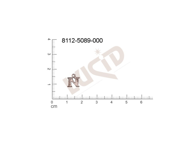 Plochý výsek písmena s 1 očkem (svěšovací dírkou) 9.0x7.0mm