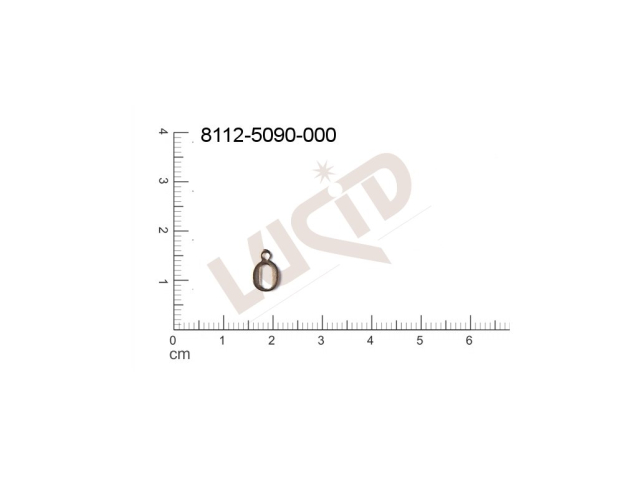 Plochý výsek písmena s 1 očkem (svěšovací dírkou) 9.0x6.0mm