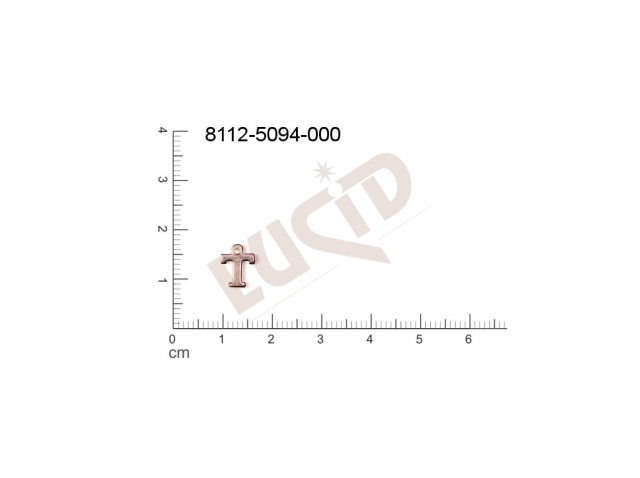 Plochý výsek písmena s 1 očkem (svěšovací dírkou) 9.0x8.0mm