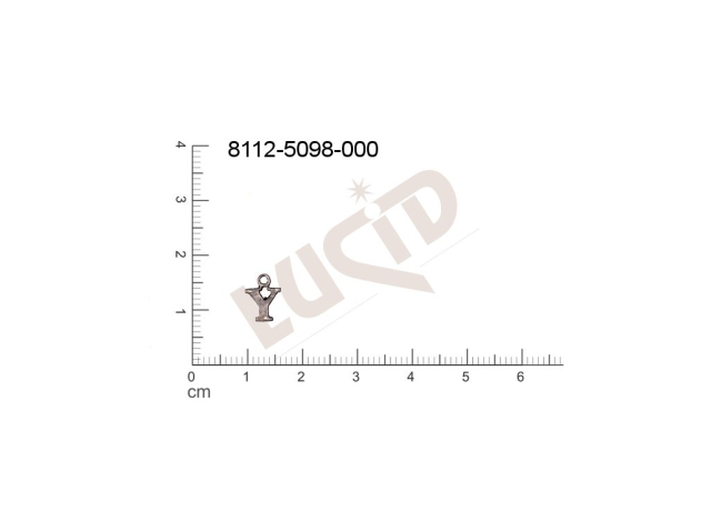 Plochý výsek písmena s 1 očkem (svěšovací dírkou) 9.0x6.0mm