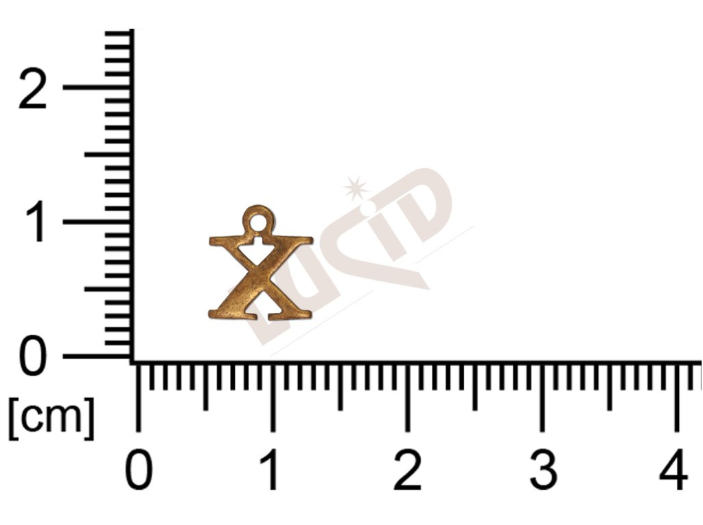 Plochý výsek písmena s 1 očkem (svěšovací dírkou) 9.0x7,5mm