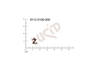 Plochý výsek písmena s 1 očkem (svěšovací dírkou) 9.0x6.0mm