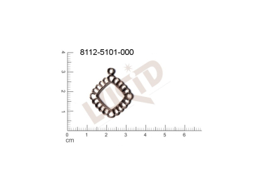 fancy shape quadrangle other with 1 loop / attaching hole 25.0x21.0mm