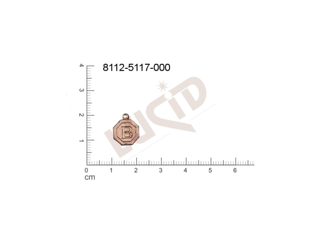 Tvarový výlisek písmena B s 1 očkem (svěšovací dírkou) 13.0x11.0mm