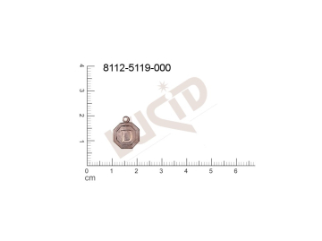 Tvarový výlisek písmena D s 1 očkem (svěšovací dírkou) 13.0x11.0mm