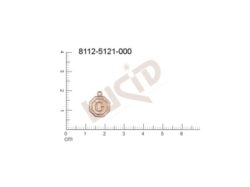 Tvarový výlisek písmena G s 1 očkem (svěšovací dírkou) 13.0x11.0mm