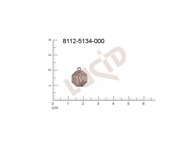 Tvarový výlisek písmena W s 1 očkem (svěšovací dírkou) 13.0x11.0mm