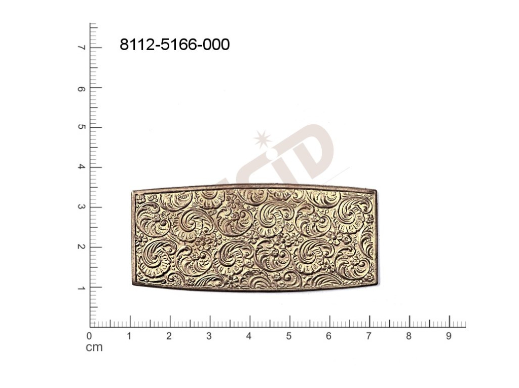 Tvarový výlisek čtyřúhelníky bez oček (svěšovacích dírek) 62.1x27.5mm