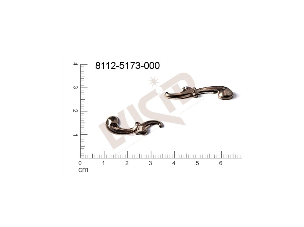 Tvarový výlisek bez oček (svěšovacích dírek) 25.0x9.0mm