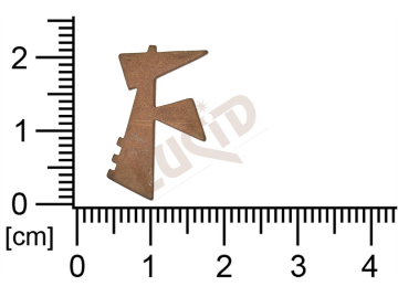 Plochý  výlisek ostatní písmeno F bez oček (svěšovacích dírek)