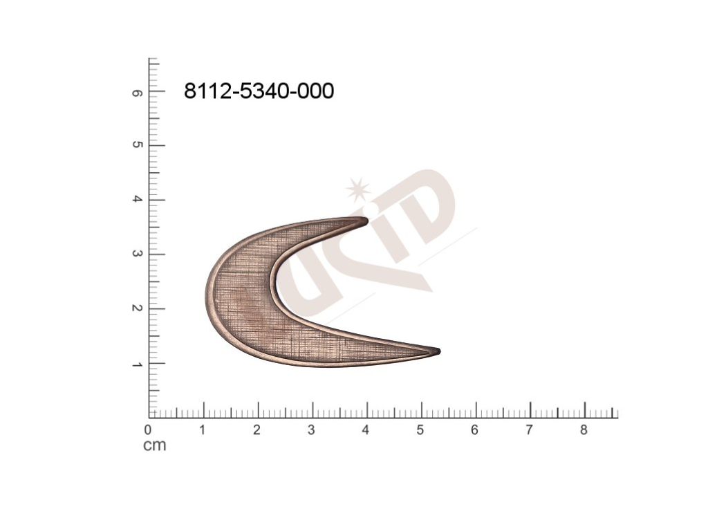 Tvarový výlisek půlměsíc ostatní bez oček (svěšovacích dírek) 40.0x24.0mm