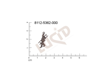 Tvarový výlisek hlavy, lidské tělo kominík s 1 očkem (svěšovací dírkou) 20.0x11.0mm