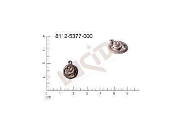 Tvarový výlisek kulatý s 1 očkem (svěšovací dírkou) 13.0x10.0mm