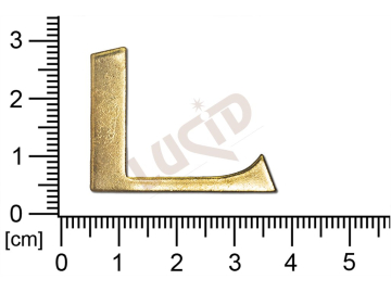 Plochý výlisek písmeno L ostatní bez oček (svěšovacích dírek)