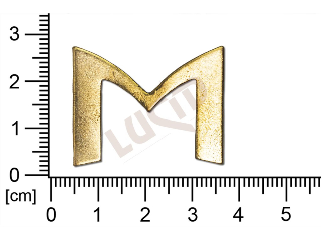 Plochý výlisek písmeno M ostatní bez oček (svěšovacích dírek)