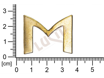 Plochý výlisek písmeno M ostatní bez oček (svěšovacích dírek)