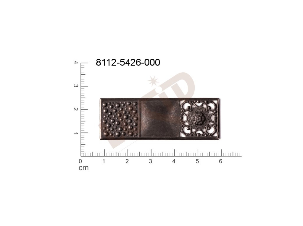 fancy shape quadrangle other without loops / attaching holes 52.0x18.0mm