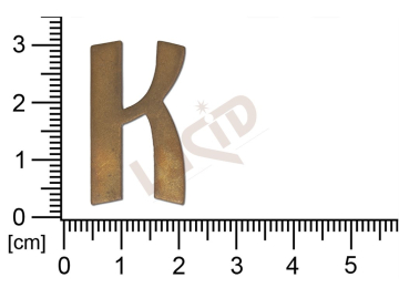 Plochý výlisek písmeno K ostatní bez oček (svěšovacích dírek)
