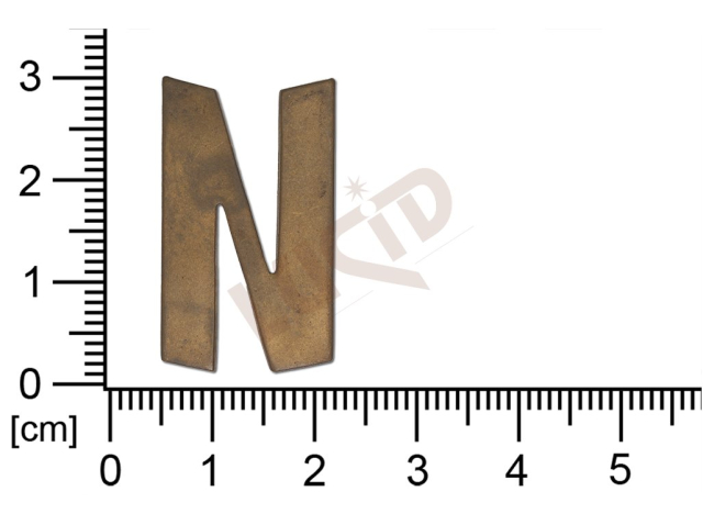 Plochý výlisek písmeno N ostatní bez oček (svěšovacích dírek)