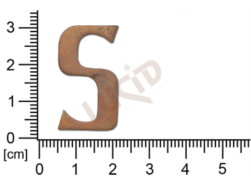 Plochý výsek písmena S bez oček (svěšovacích dírek) 29.0x17.0mm