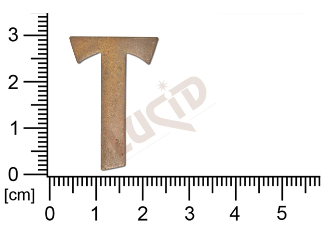 Plochý výlisek písmeno T ostatní bez oček (svěšovacích dírek)