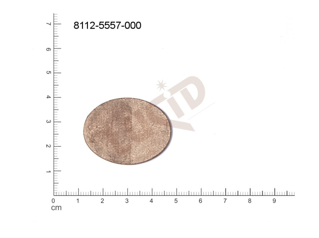 flat cut-out oval other without loops / attaching holes 36.0x27.5mm