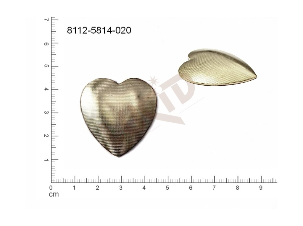 fancy shape hearts other without loops / attaching holes 34x33mm