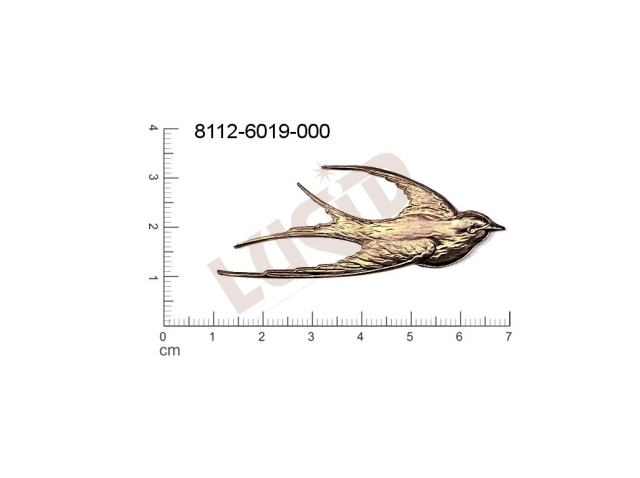 Tvarový výlisek zvířata pták bez oček (svěšovacích dírek) 59.0x23.0mm