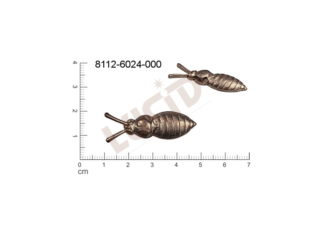 Tvarový výlisek zvířata brouk a další hmyz bez oček (svěšovacích dírek) 38.0x10.0mm