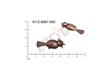 Tvarový výlisek zvířata pták bez oček (svěšovacích dírek) 34.0x12.0mm