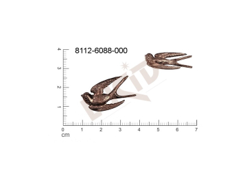 Tvarový výlisek zvířata pták bez oček (svěšovacích dírek) 29.0x15.0mm