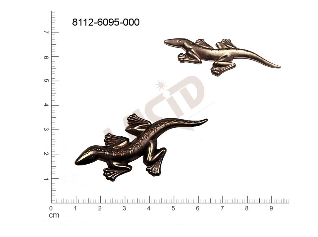 Tvarový výlisek zvířata ještěrky , hadi bez oček (svěšovacích dírek) 57.0x29.0mm