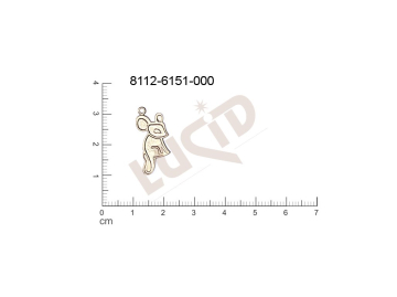 Tvarový výlisek zvířata zvířata s 1 očkem (svěšovací dírkou) 22.2x10.2mm