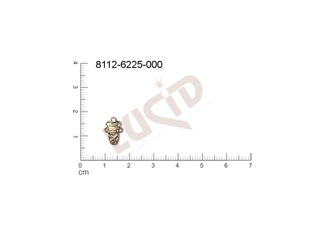 Tvarový výlisek hlavy, lidské tělo ostatní s 1 očkem (svěšovací dírkou) 12.0x8.0mm