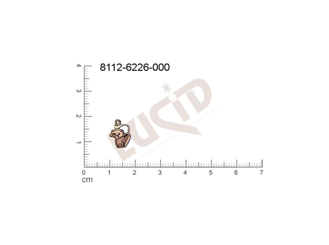 Tvarový výlisek zvířata kočka s 1 očkem (svěšovací dírkou) 12.0x9.0mm