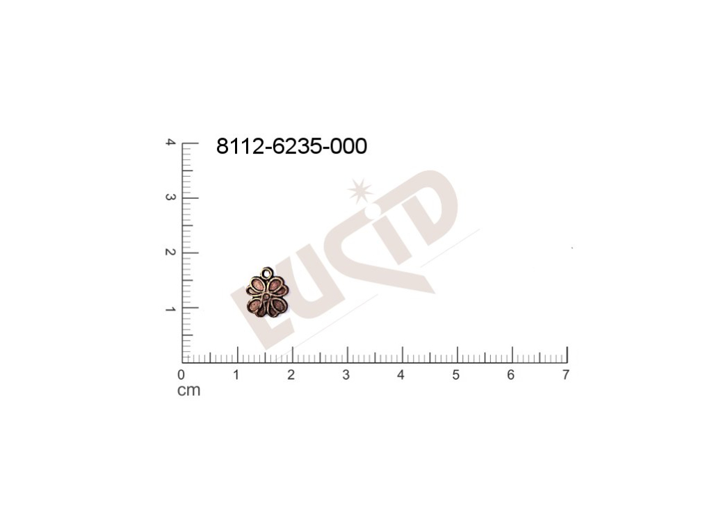 Tvarový výlisek rostlinné motivy lístečky s 1 očkem (svěšovací dírkou) 10.0x8.0mm