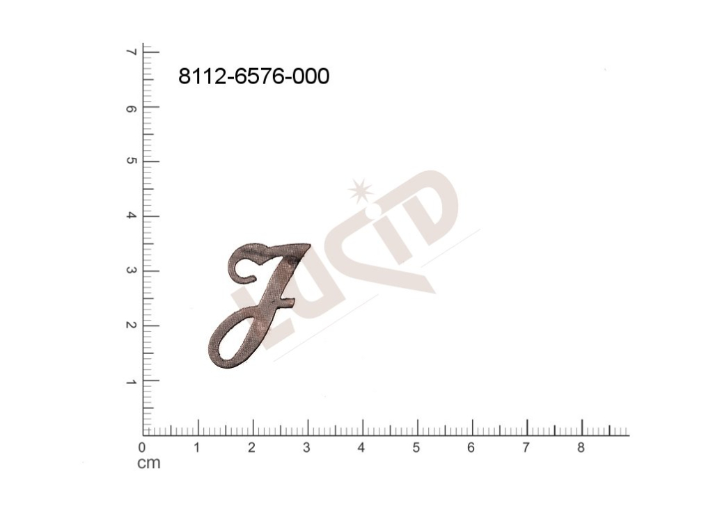 Plochý výsek písmena bez oček (svěšovacích dírek) 30.0x15.0mm