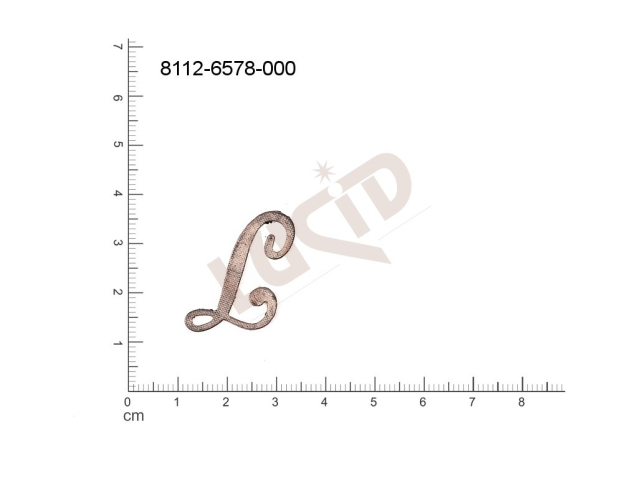 Plochý výsek písmena bez oček (svěšovacích dírek) 30.0x20.0mm